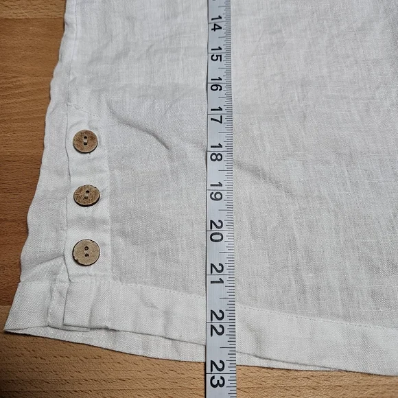Cynthia Rowley Top Womens 100% Linen Side Button Boxy Lagenlook Minimalist White - Picture 5 of 5